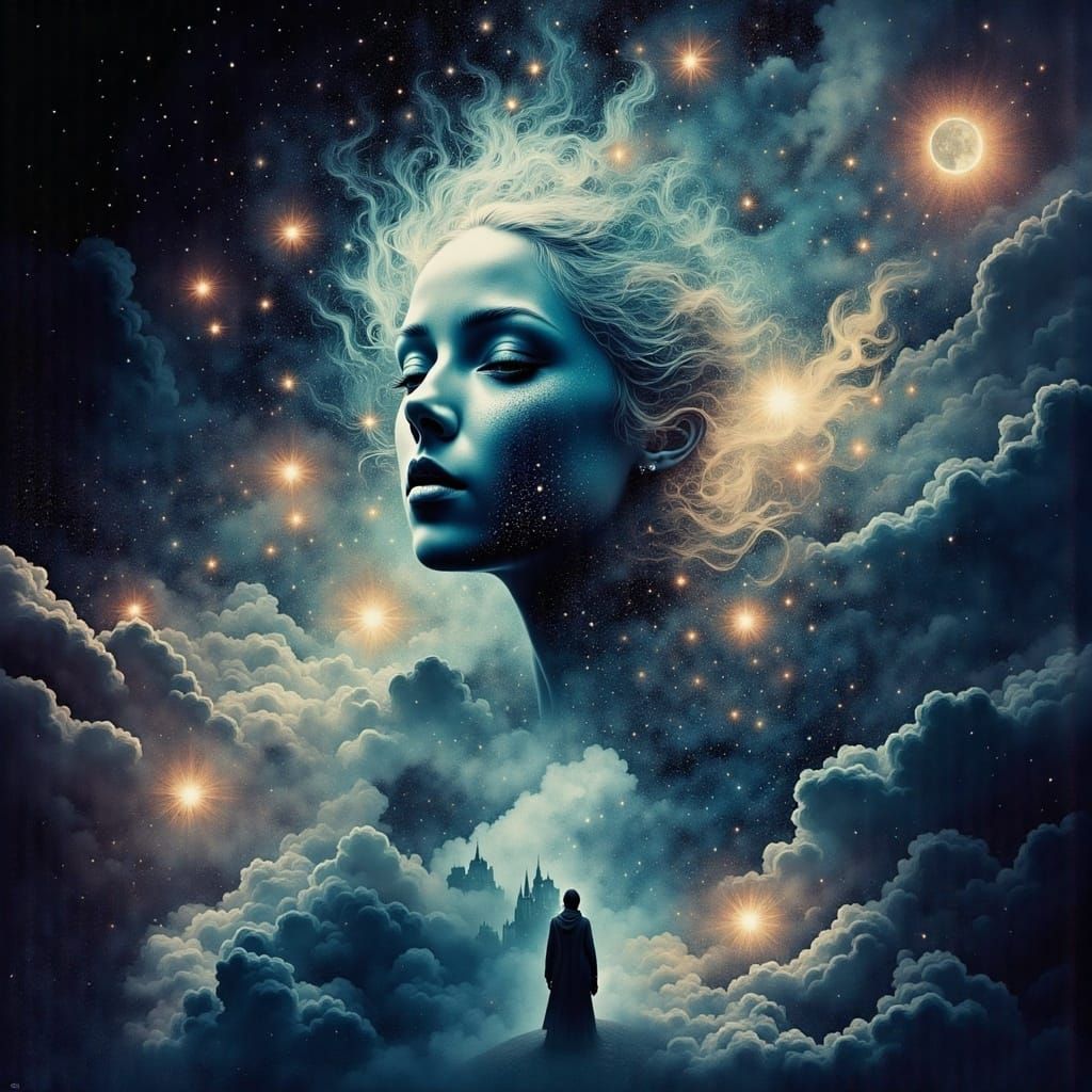 Ethereal Ghostly Figures in a Dreamlike Halloween Landscape