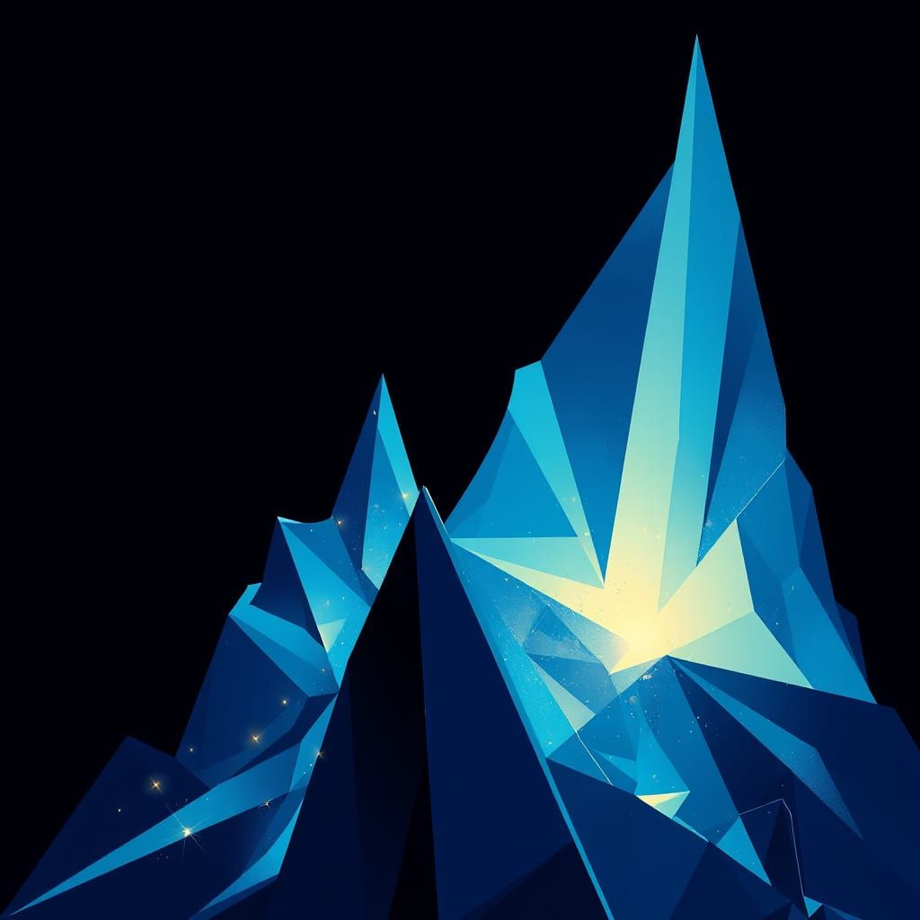 Abstract Geometric Shapes in Blue and Gold