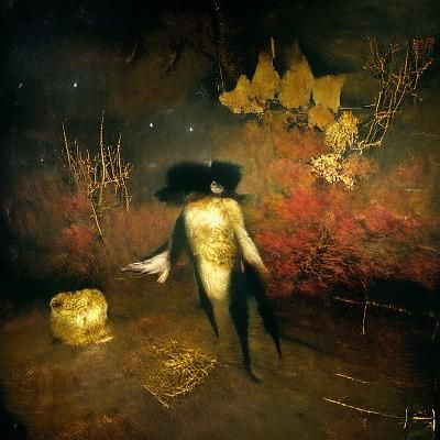 Surreal Autumn Night Landscape in Symbolist Style