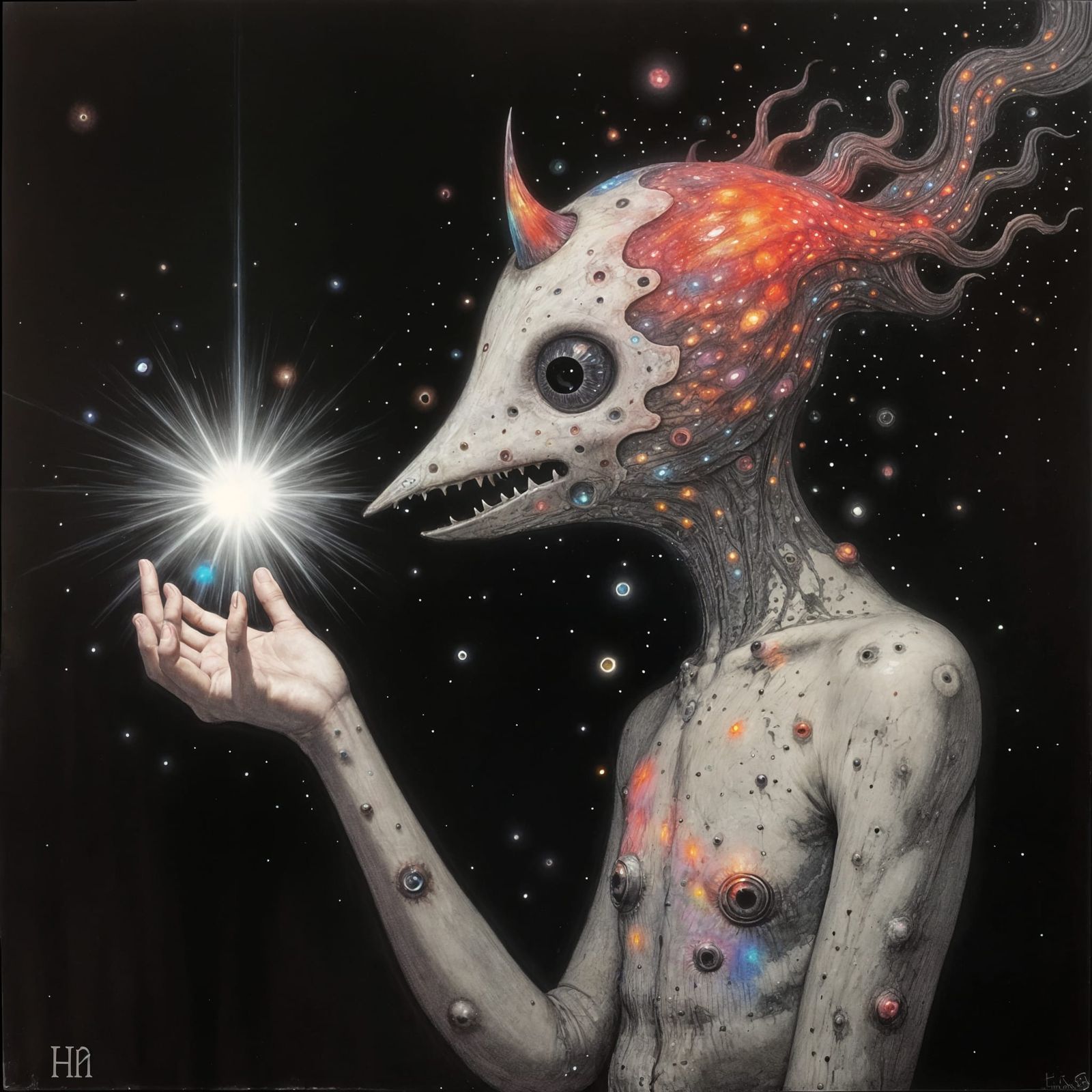 God's-Eye View of Flesh in Watercolor Horror