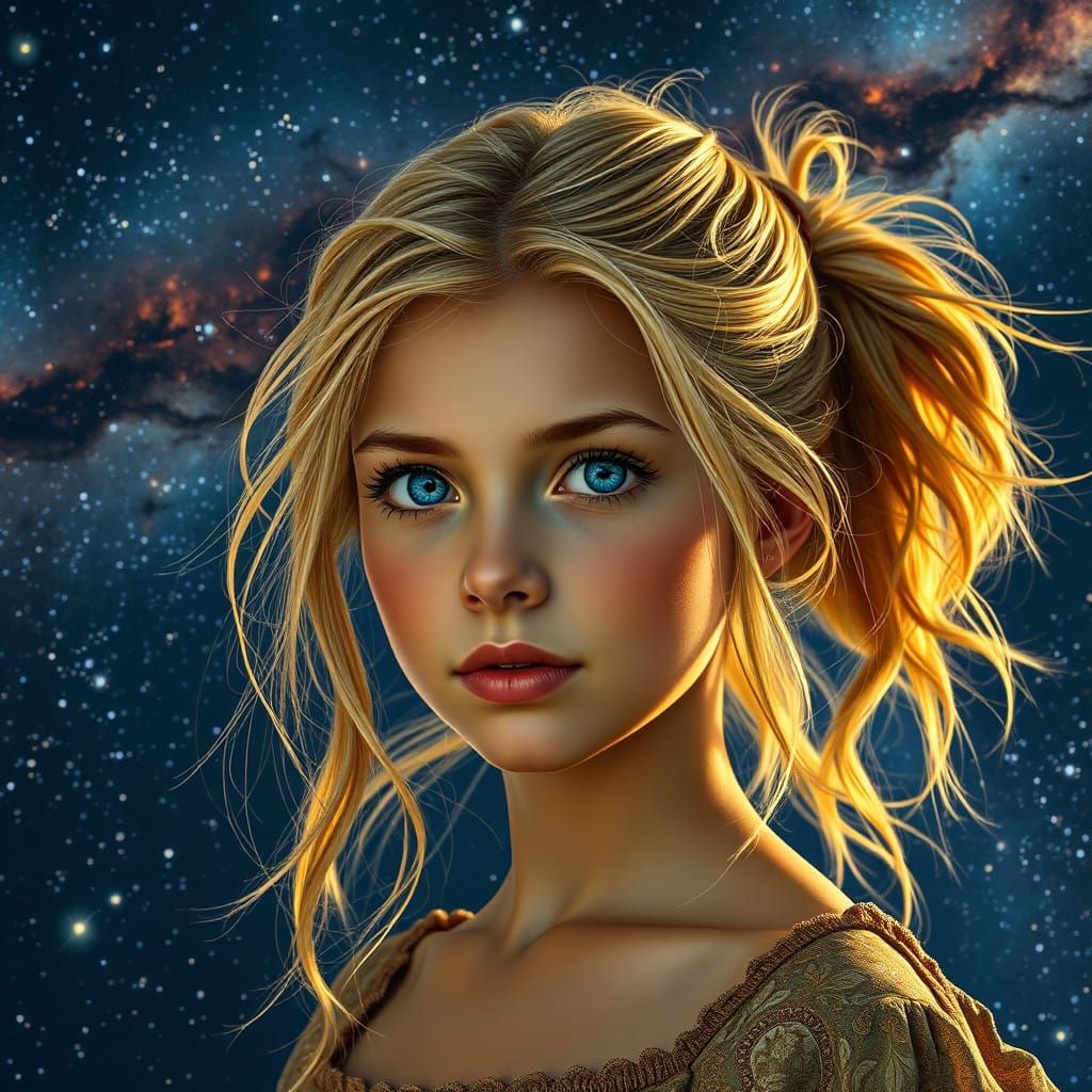 Ethereal Starlight Maiden Under the Celestial Canvas