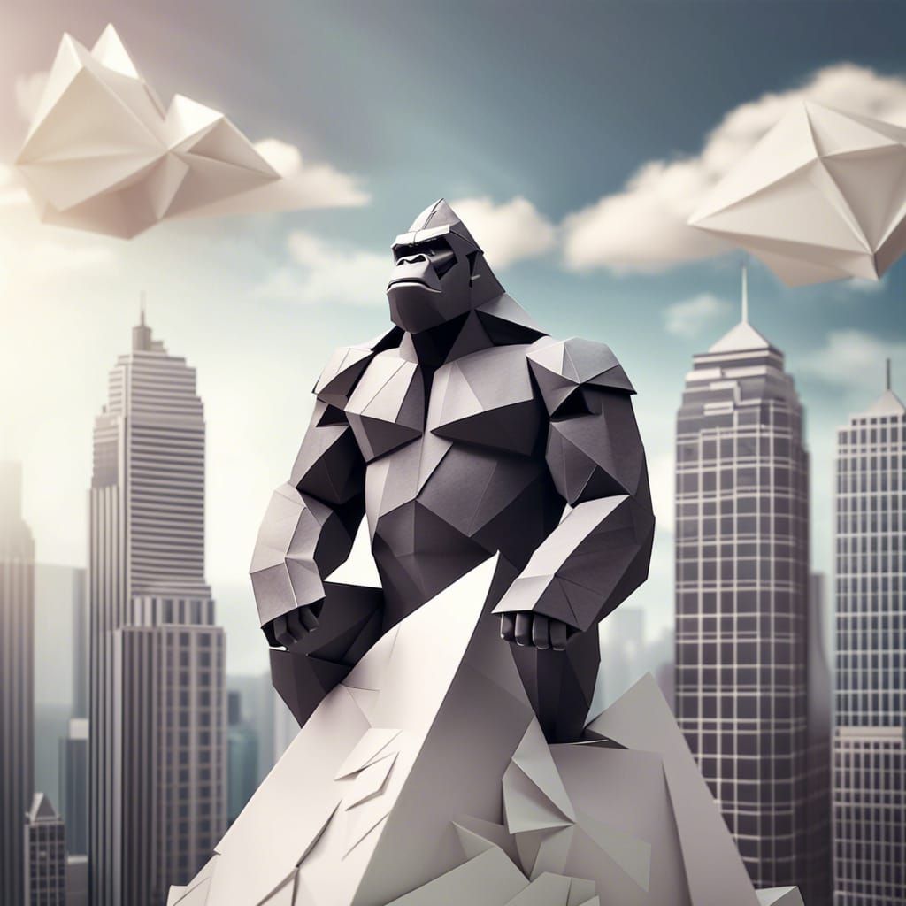 King Kong Origami Papercraft on Skyscraper