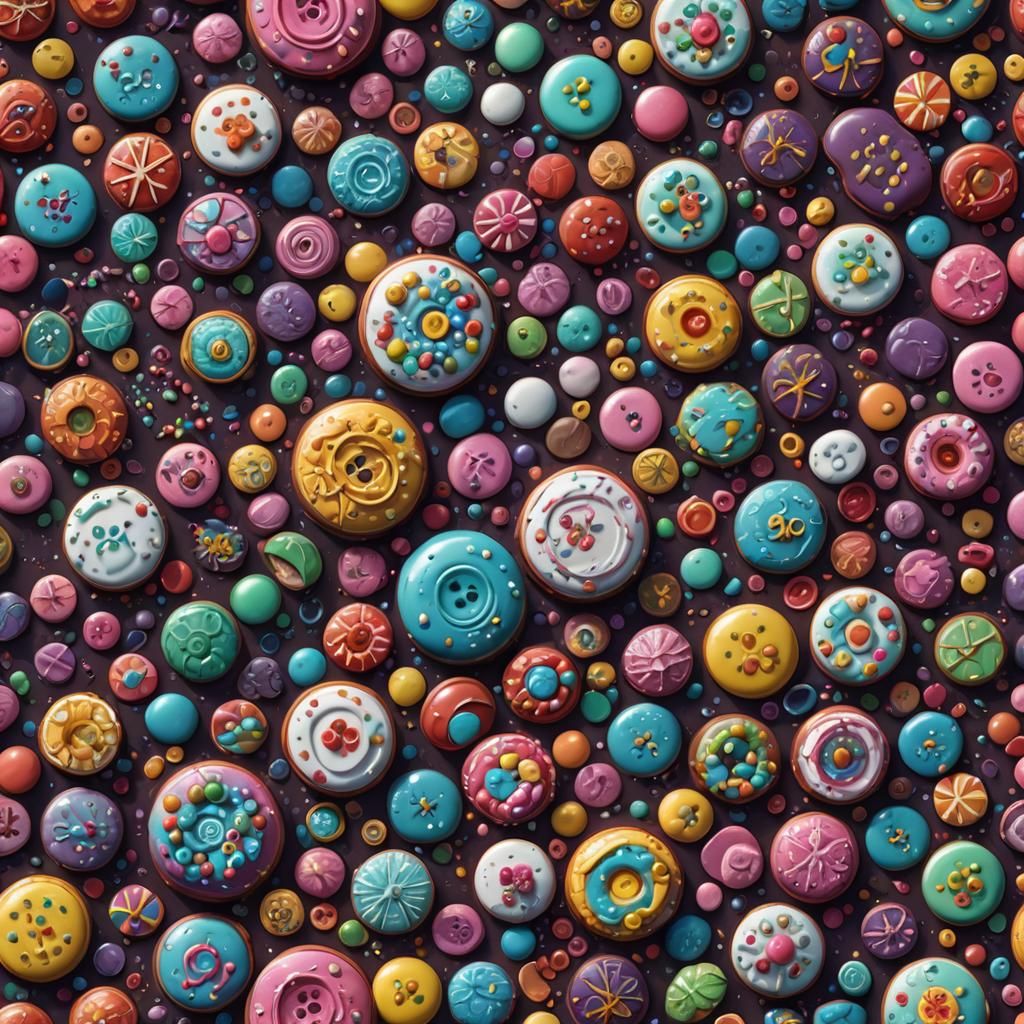 Fantastical Sugar Buttons in Detailed Matte Painting