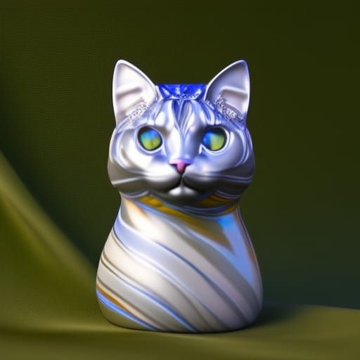 Murano Glass Cat Sculpture: Hyperdetailed Digital Art