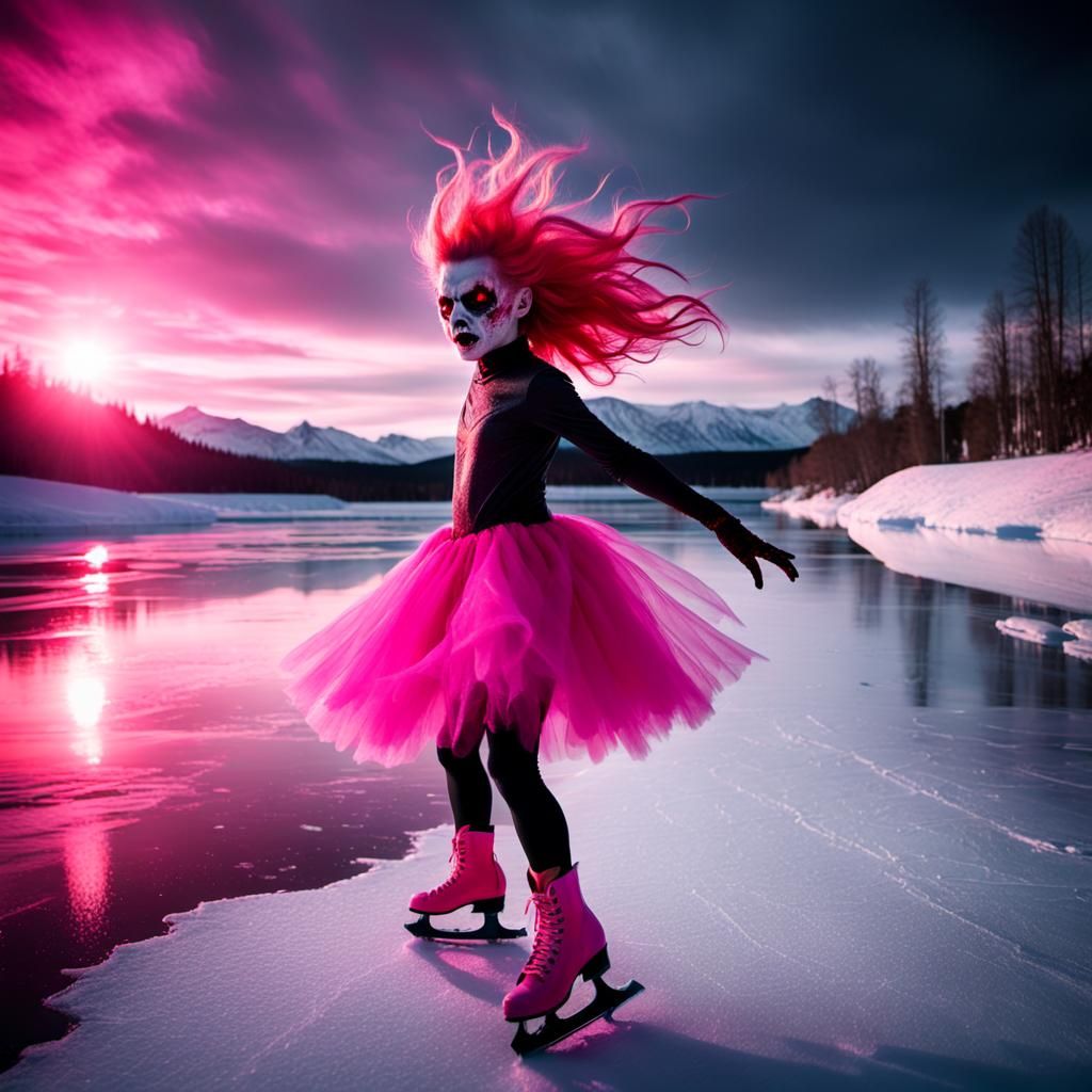 The Devil Ice Skating in Surreal Dark Art
