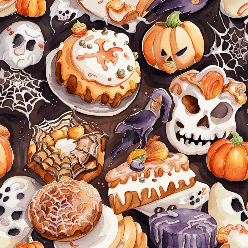 Halloween Bakery Product Watercolor Clipart