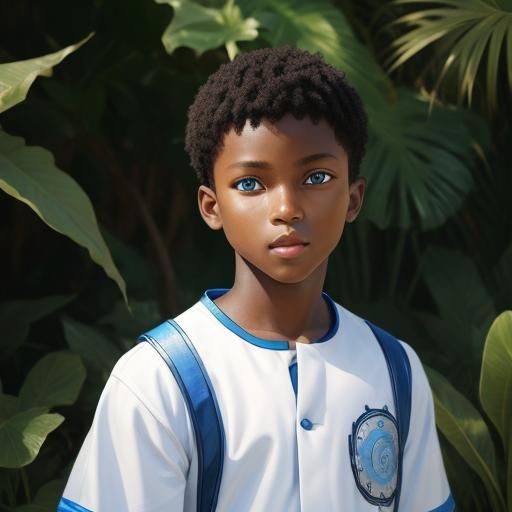 Hyperrealistic Portrait: Boy with Blue Eyes