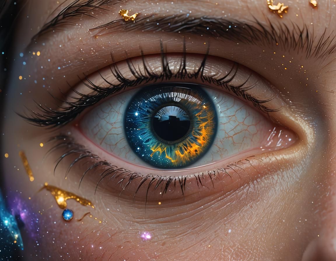 Eye Reflecting Milky Way in Digital Matte Painting