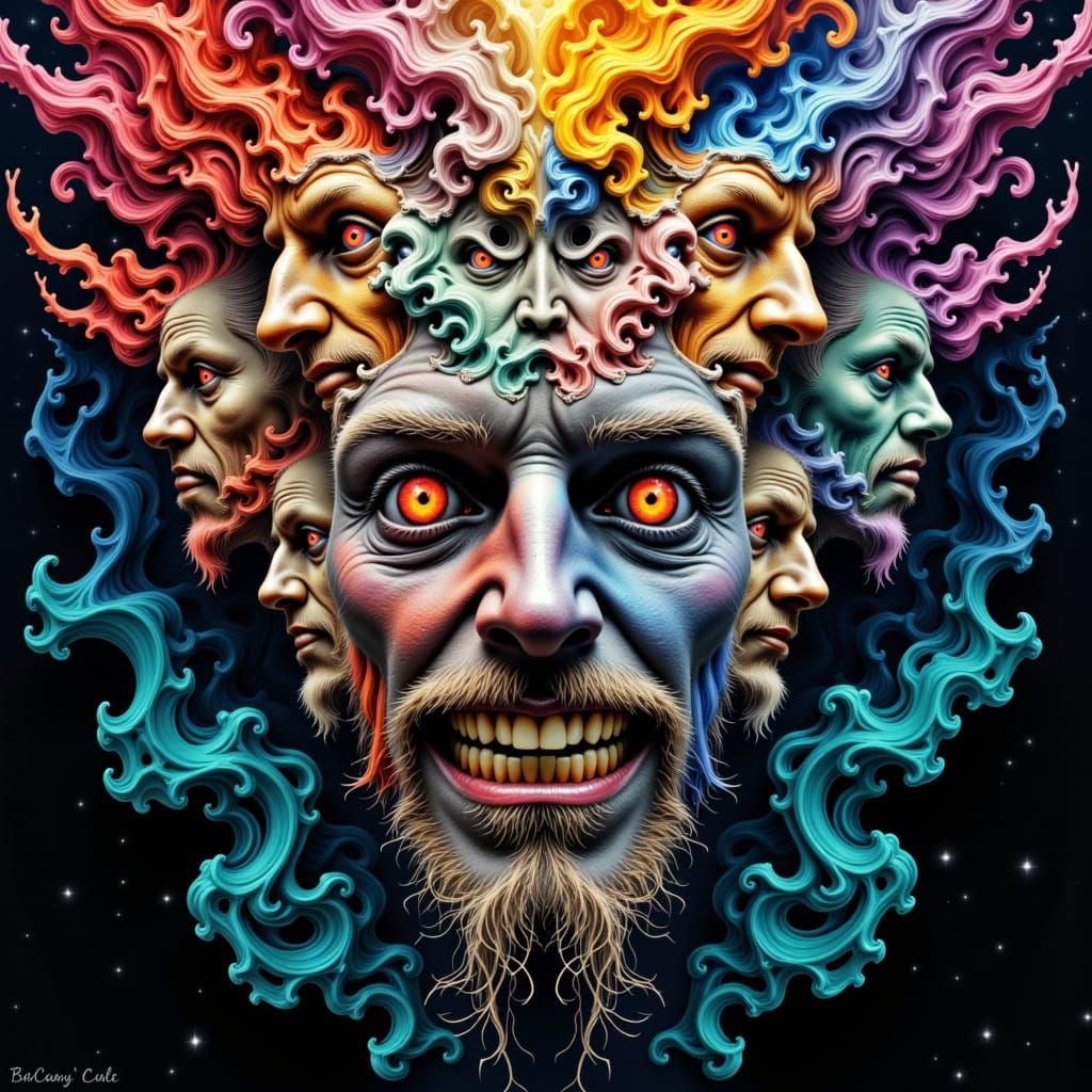 Surreal Nightmare of Fractal-Faced Men