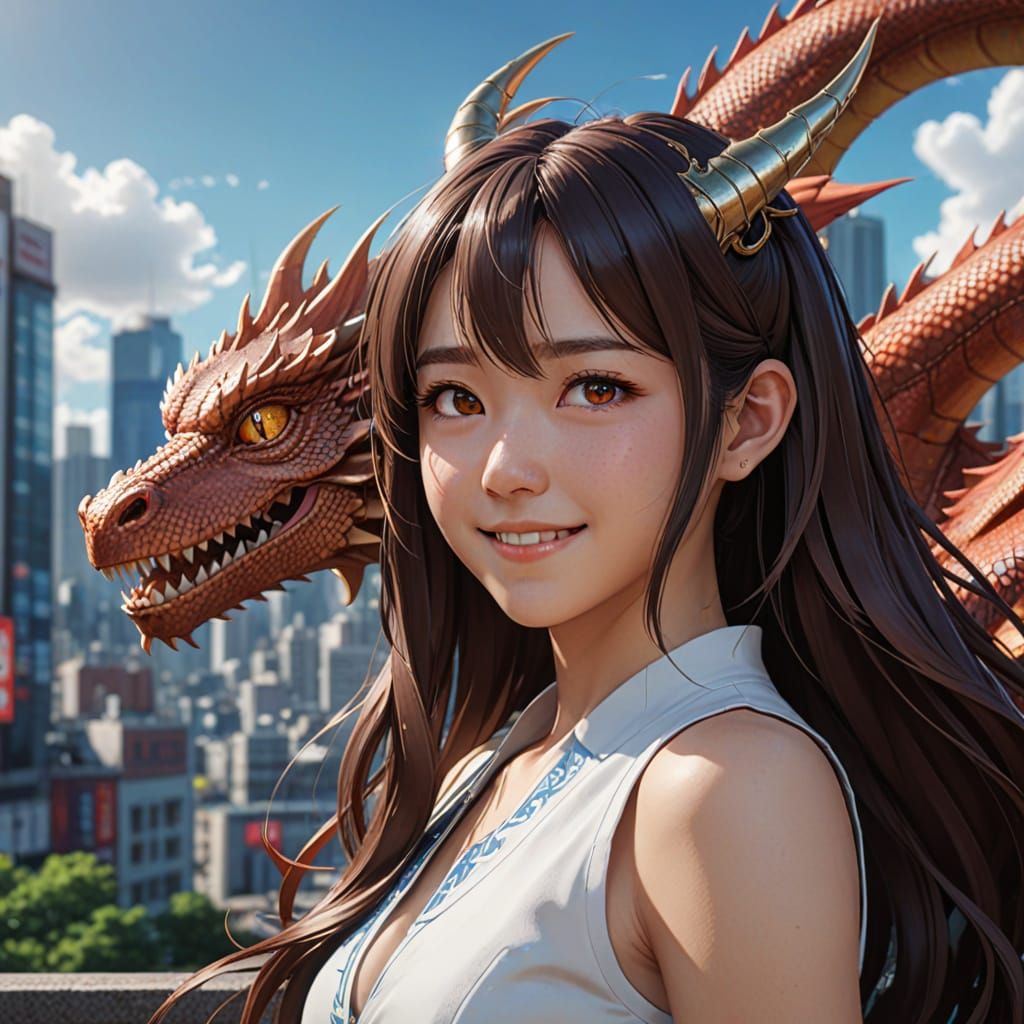 Cyberpunk Goddess Smiles in Futuristic City