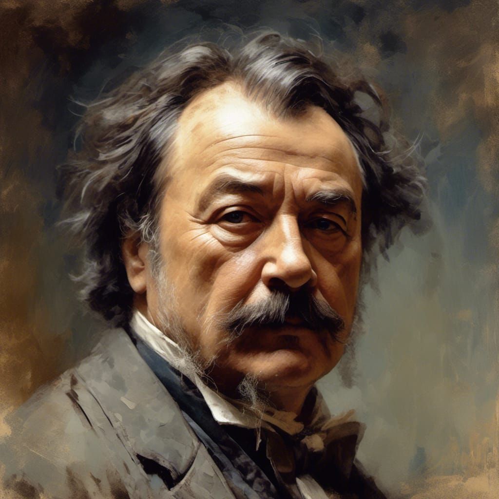 Dramatic Portrait Painting of a Man, Watercolour Style