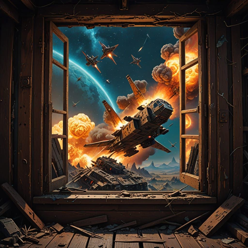 Ancient Cabin Window Reveals Epic Space Battle