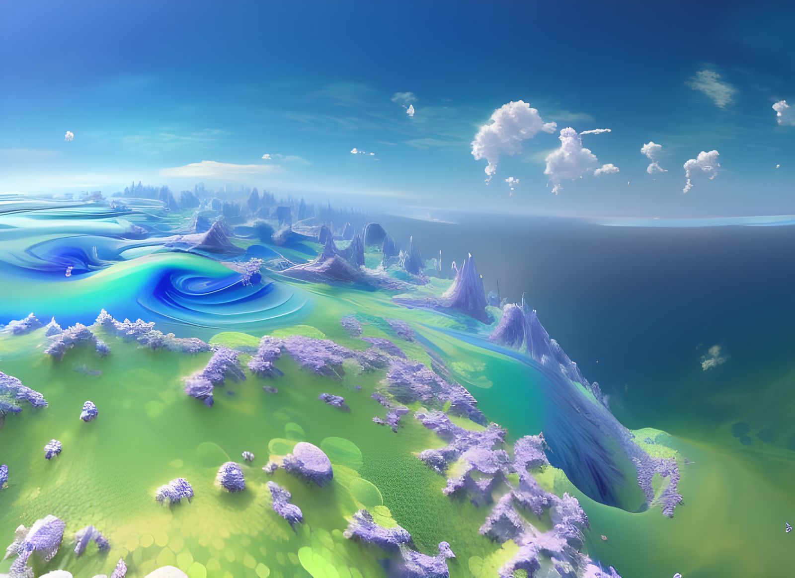 Hyperdetailed Fractal Landscape Panorama in Vray Octane Rend...