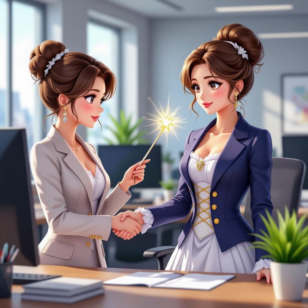 Businesswoman Transformed into Princess by Fairy Godmother i...