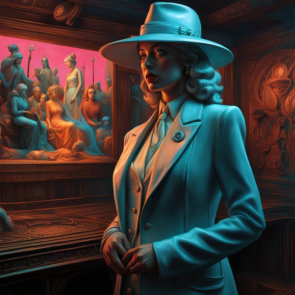 Neo-Primitivism Sci-Fi Portrait with Neon Lighting