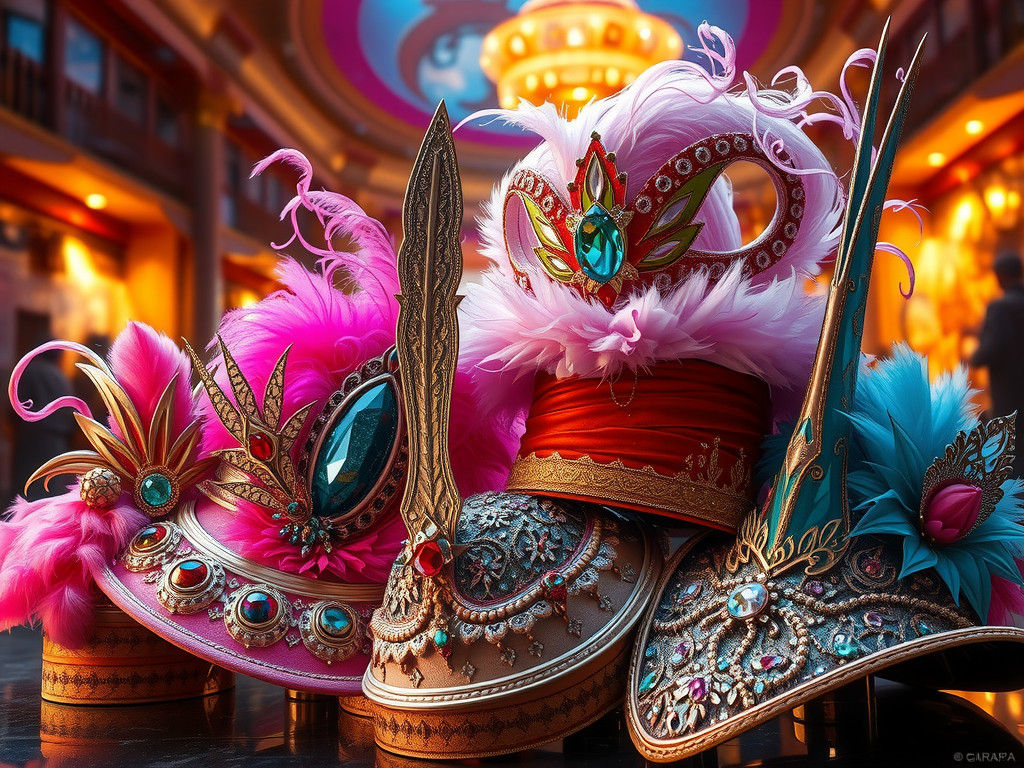 Fantastical Hats Still Life in a Futuristic Style