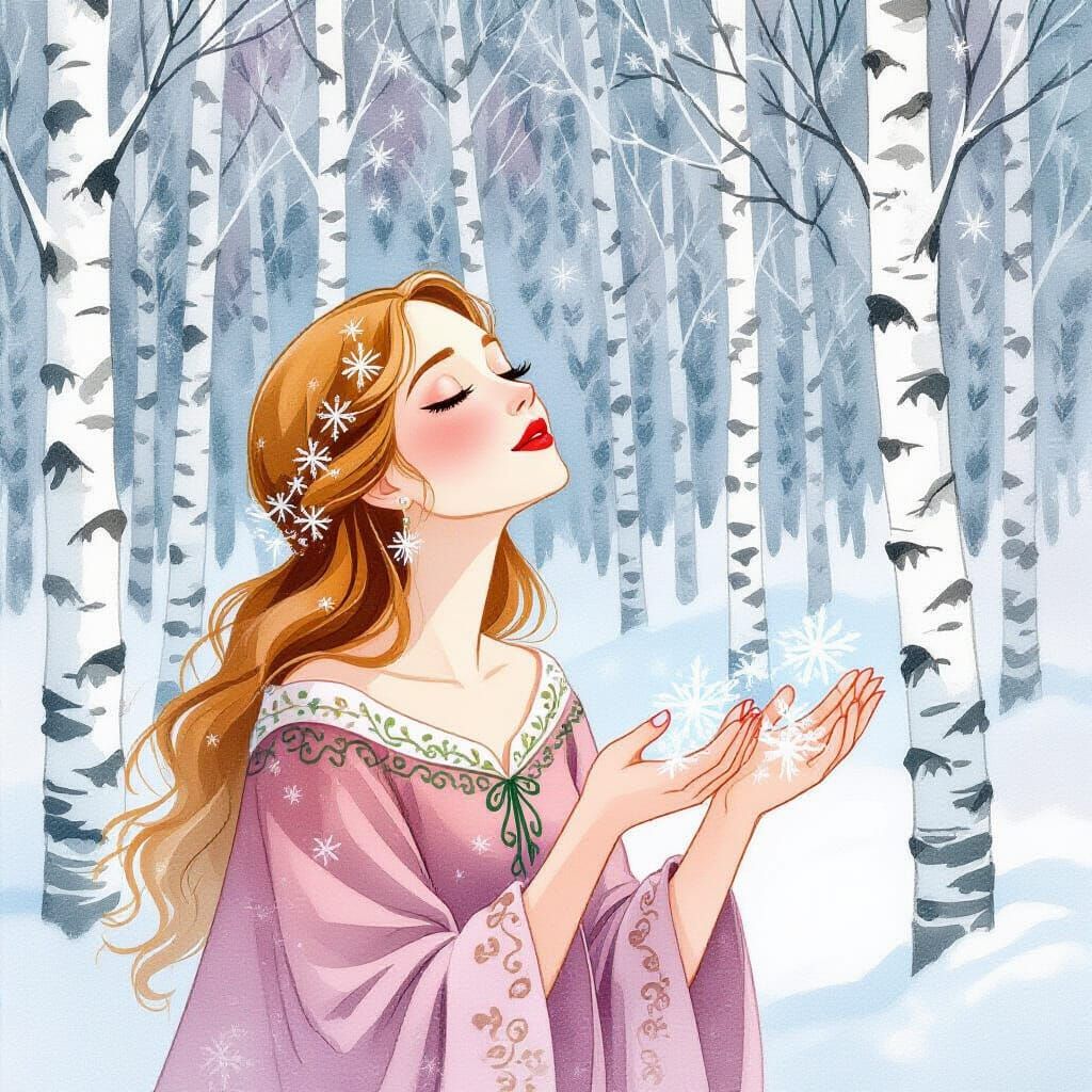 Winter Fairy Tale in Watercolor and Ink