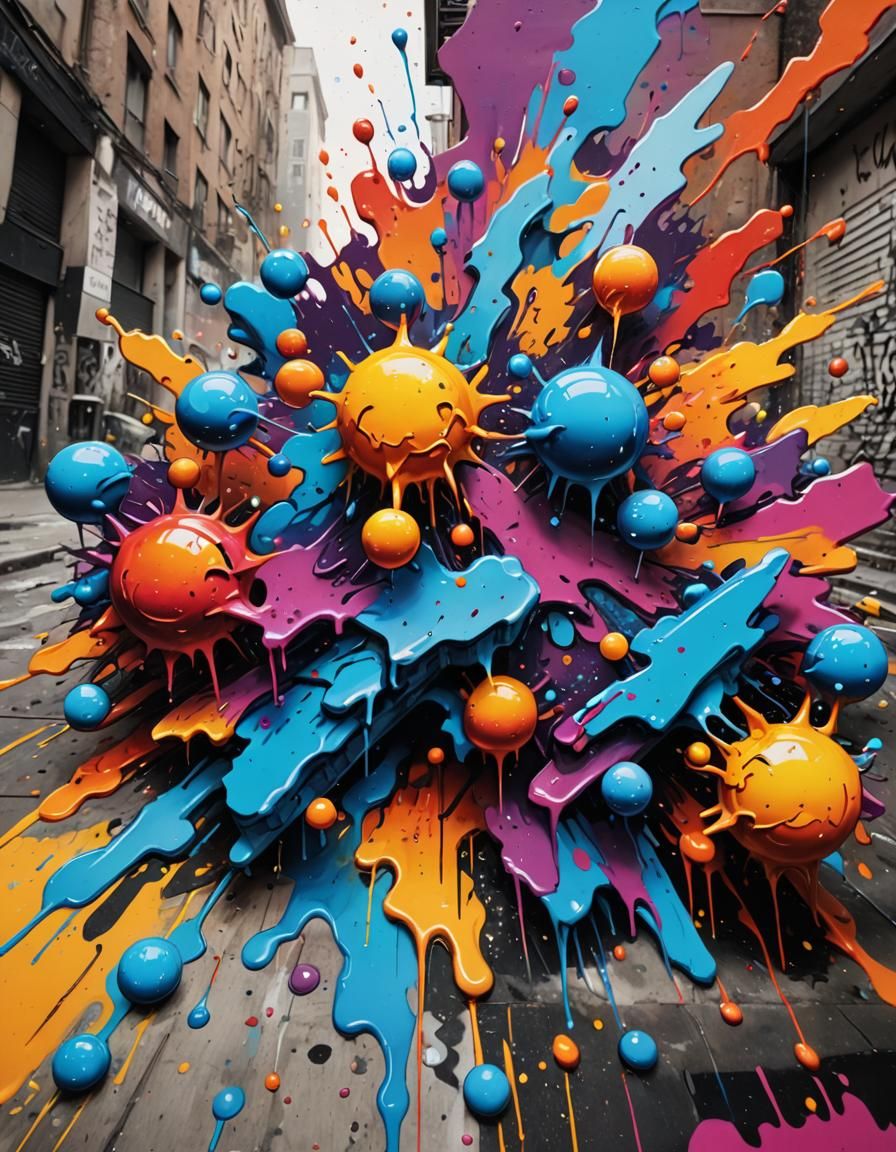 Colorful Graffiti Street Art with Splash Effects