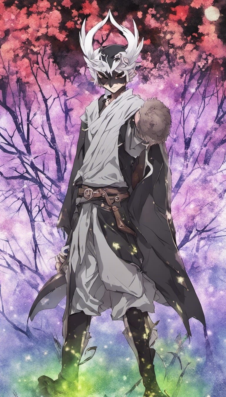 Anime-Style Druid with Mask and Scars