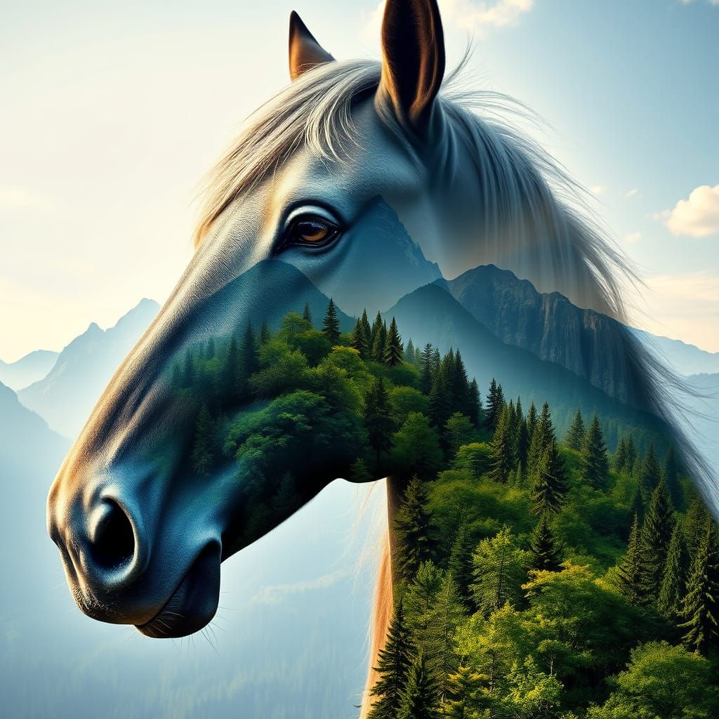 Ethereal Horse in Cosmic Landscape