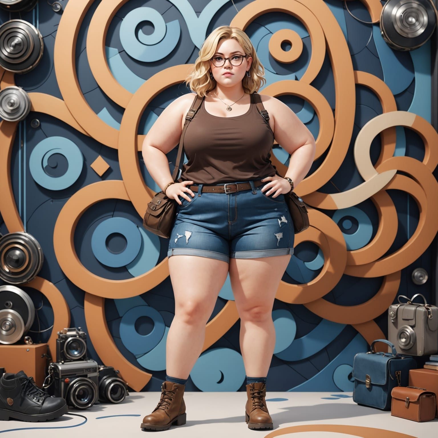 Beautiful Plus-Sized Woman in Anime Style