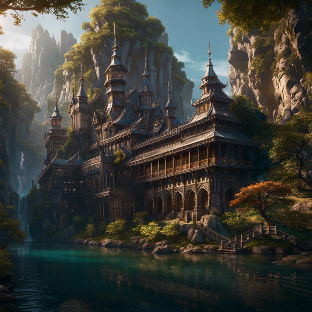 Elvish River Palace: Detailed Matte Painting in Unreal Engin...