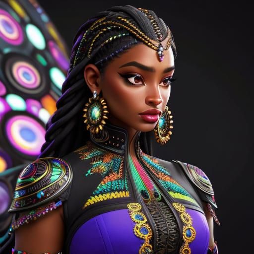 Hyperrealistic Portrait of Woman with Futuristic Jewellery