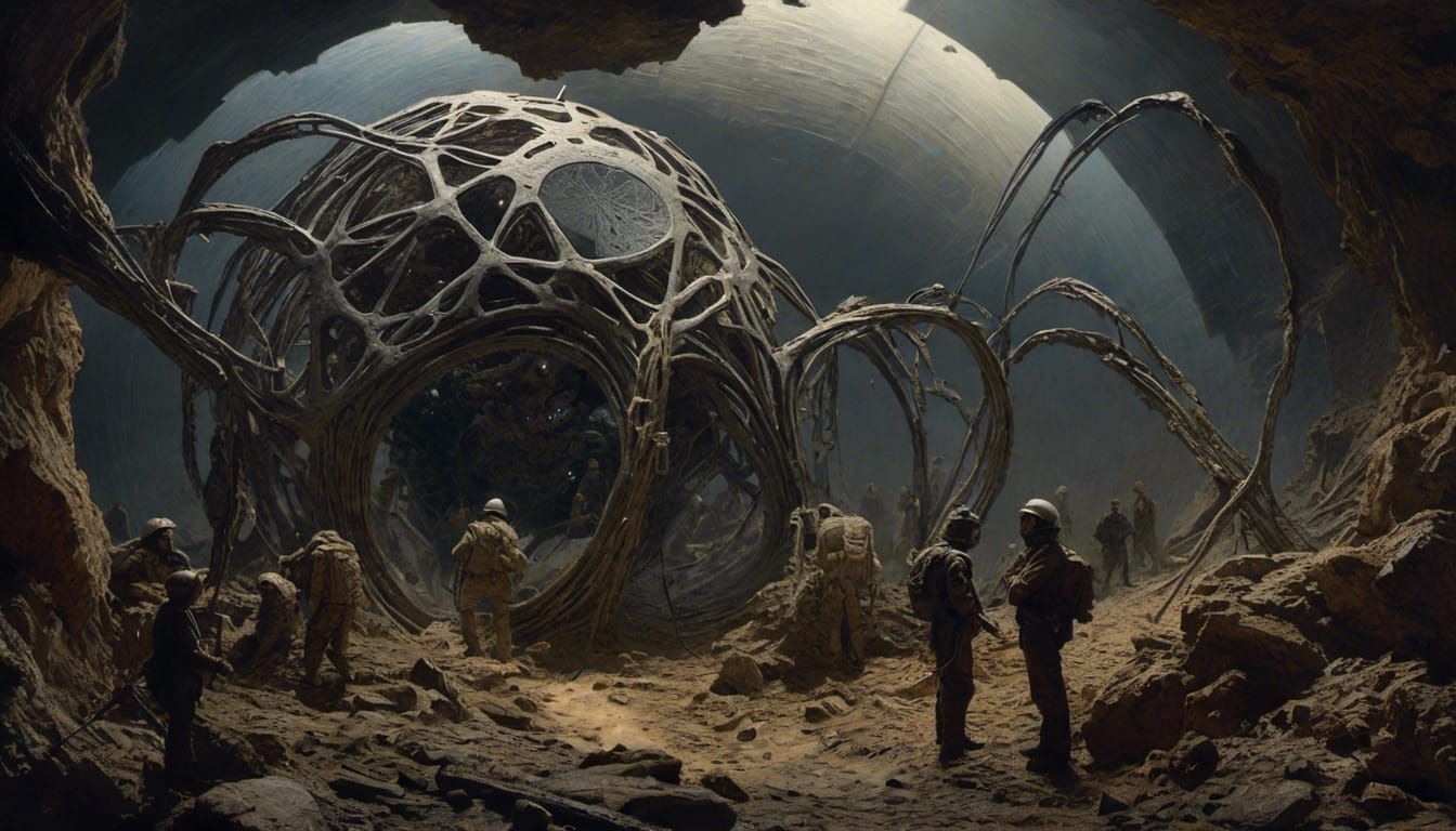 Alien Spiderweb Sculpture in Space