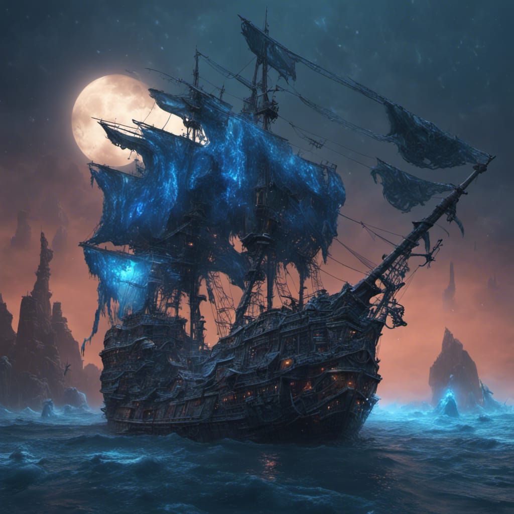 Neon Blue Flying Dutchman Ghoul Ship