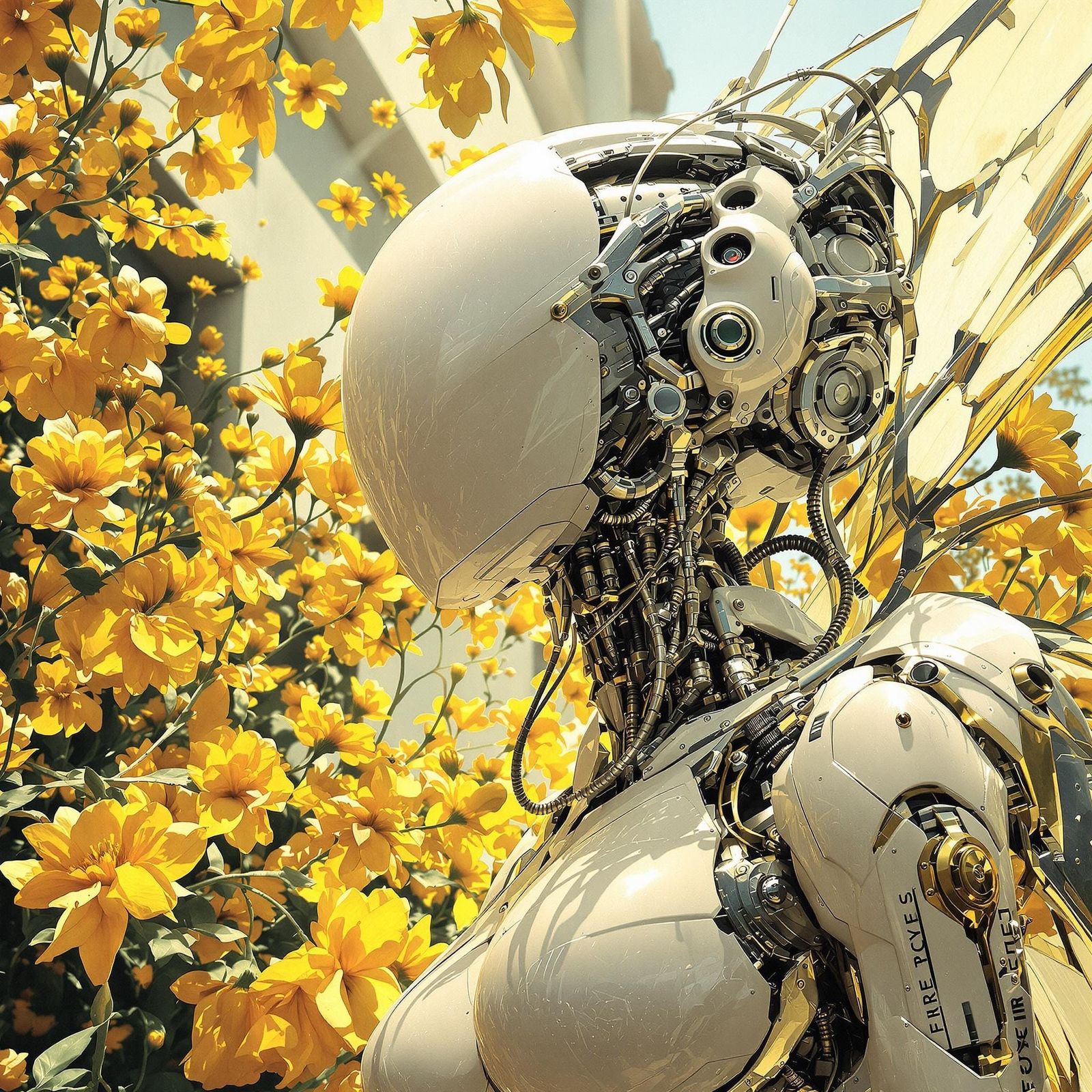 Futuristic Robot Fairy in Industrial Biomech Style