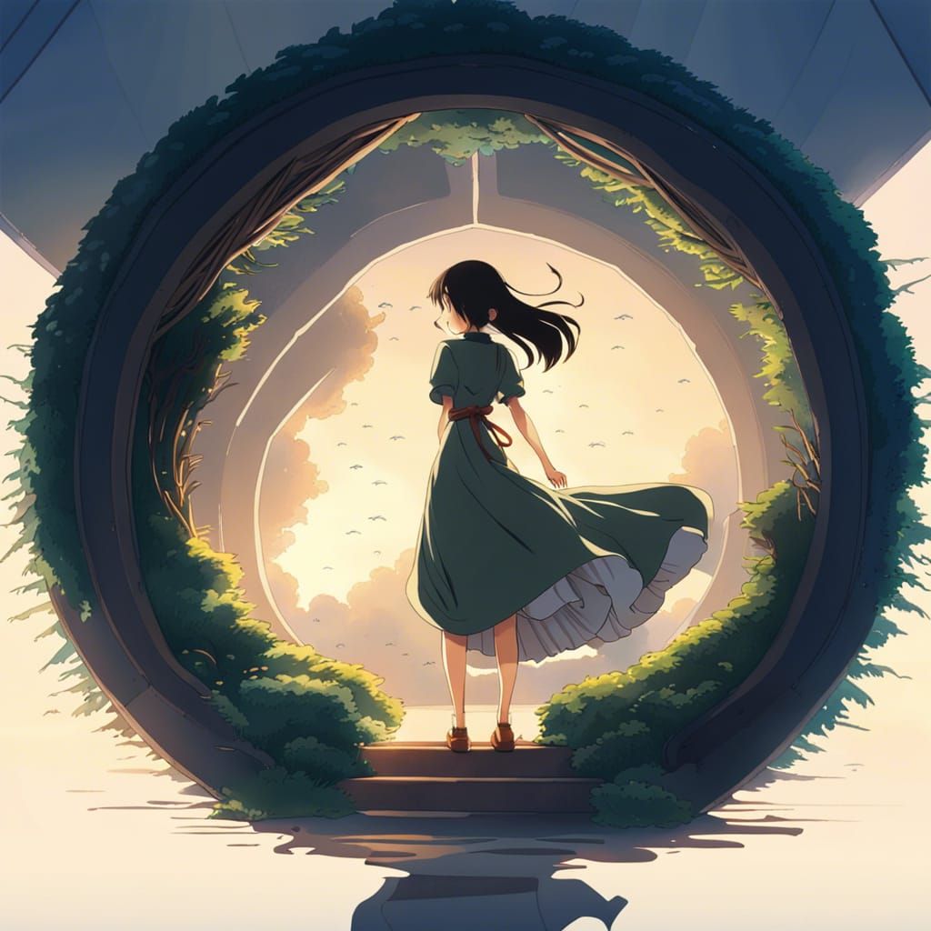 Elegant Anime Dress Design in Ghibli Style