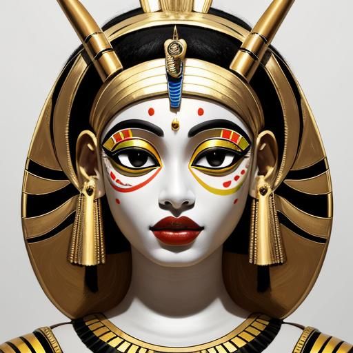 Egyptian Pharaohs: Abstract Faces in White Oil Paint