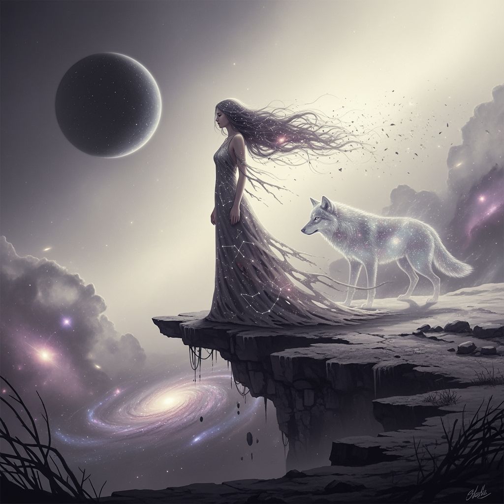 Cosmic Nymph and Spectral Wolf in Starless Void