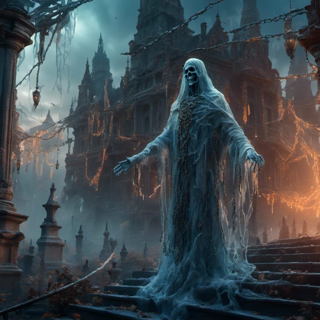 Eerie Ghost in Chains Digital Painting