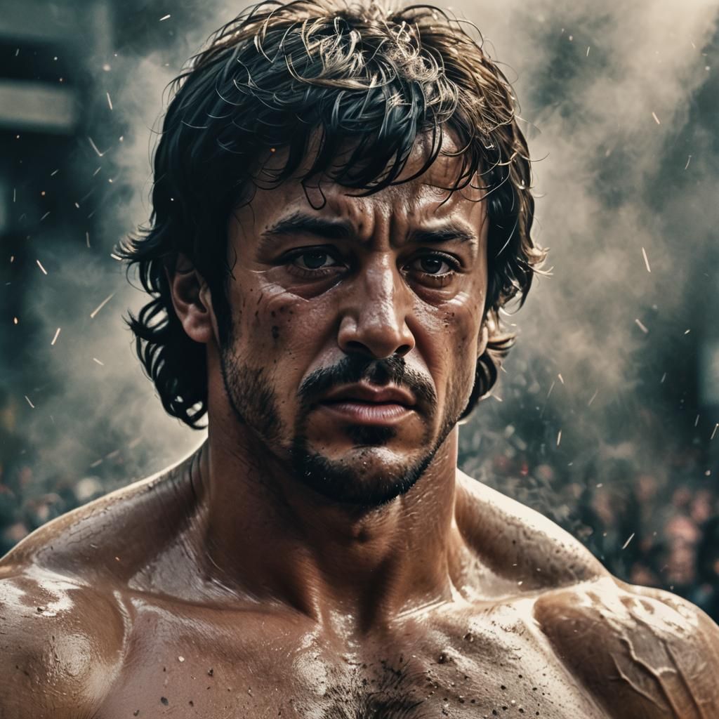 Hyperrealistic Portrait of Rocky Balboa in Magical Light