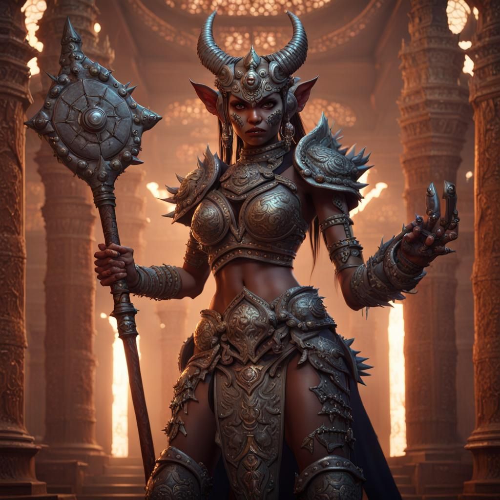 Asura Demon Priestess in Dark Fantasy Style