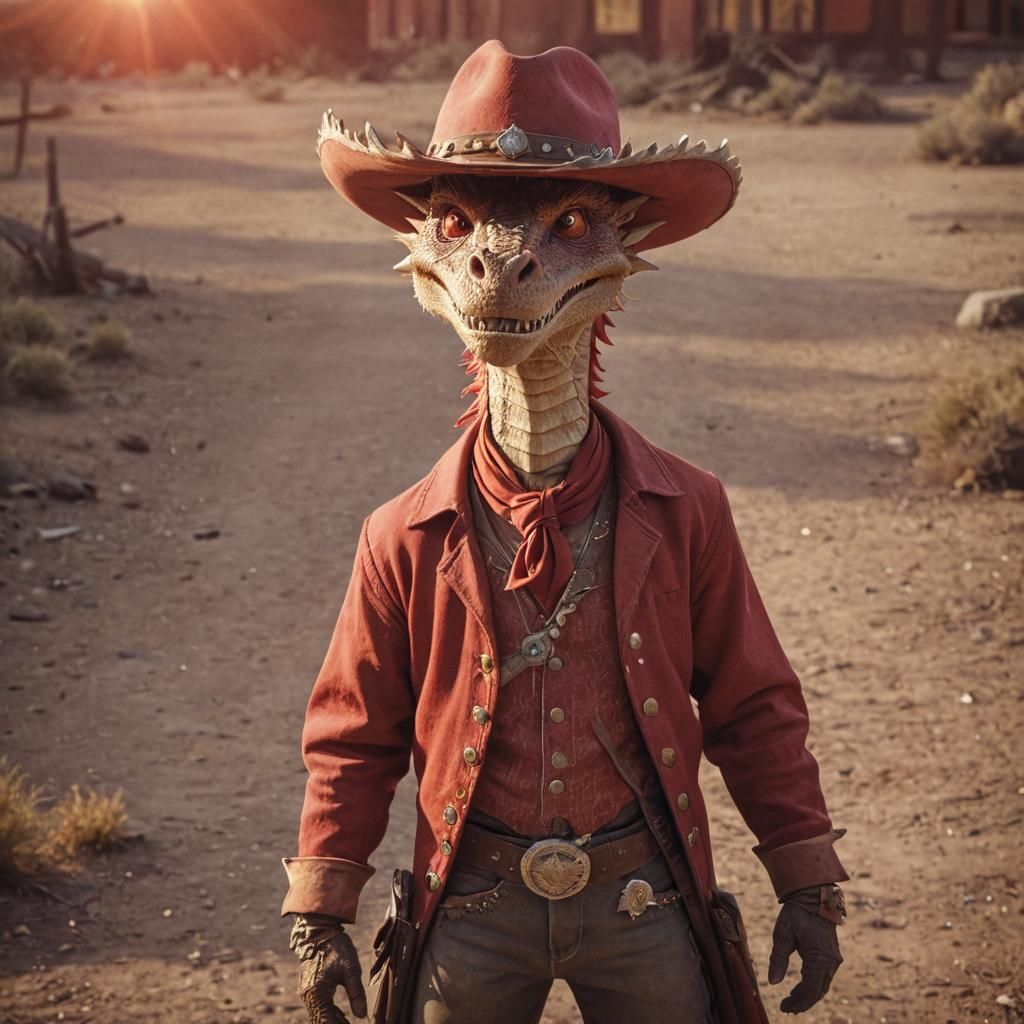 Hyper-Realistic Dragon Cowboy Concept Art