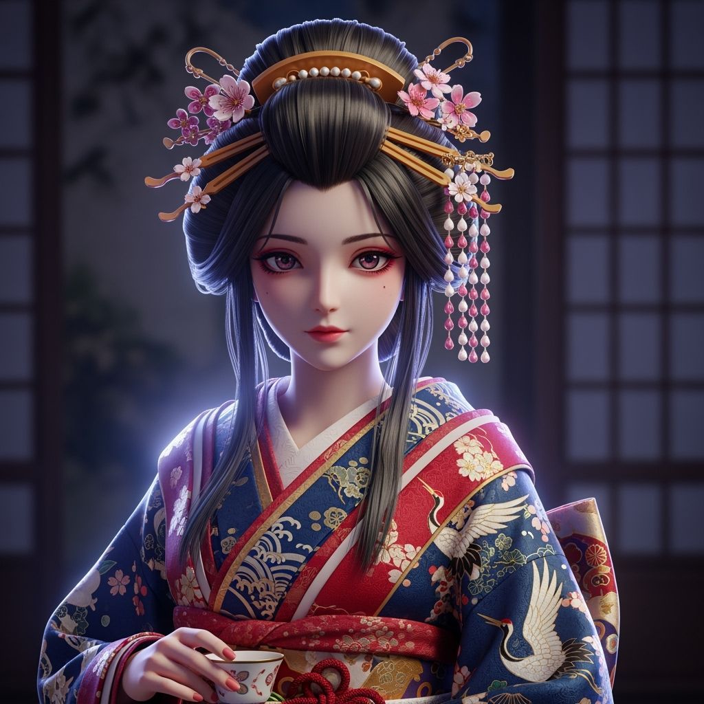 3D Anime Portrait of 18th Century Japanese Lady