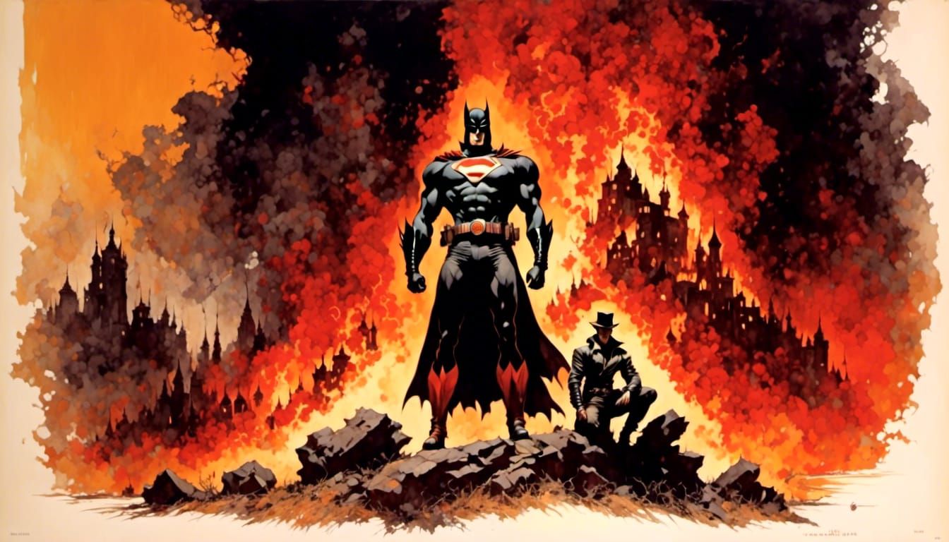 Darkseid Silhouette in Retro Rockabilly Style