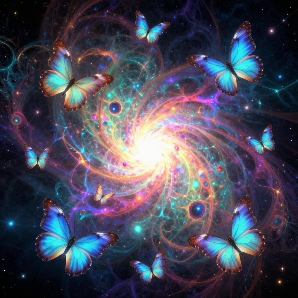 Abstract Butterflies in Cosmic Nebula
