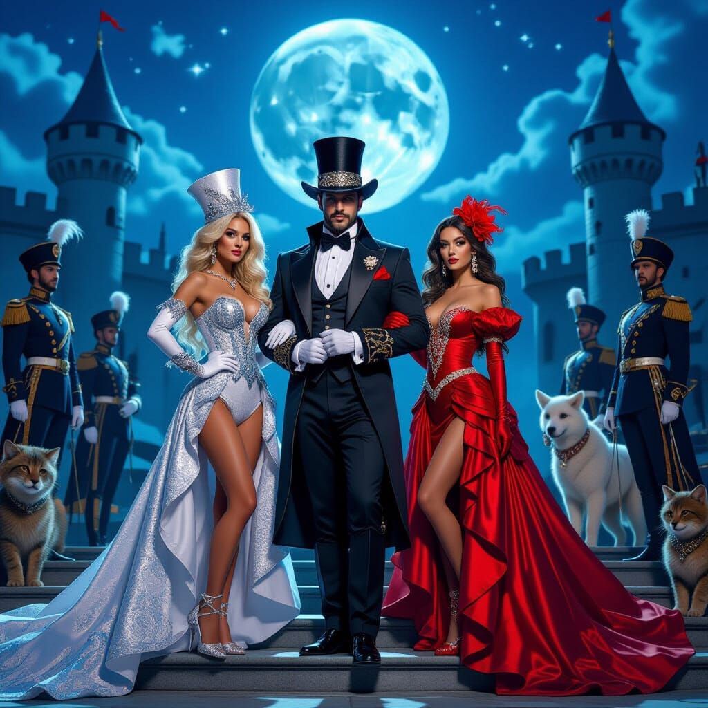 Carnival Master Under Blue Moon: Mystical Scene