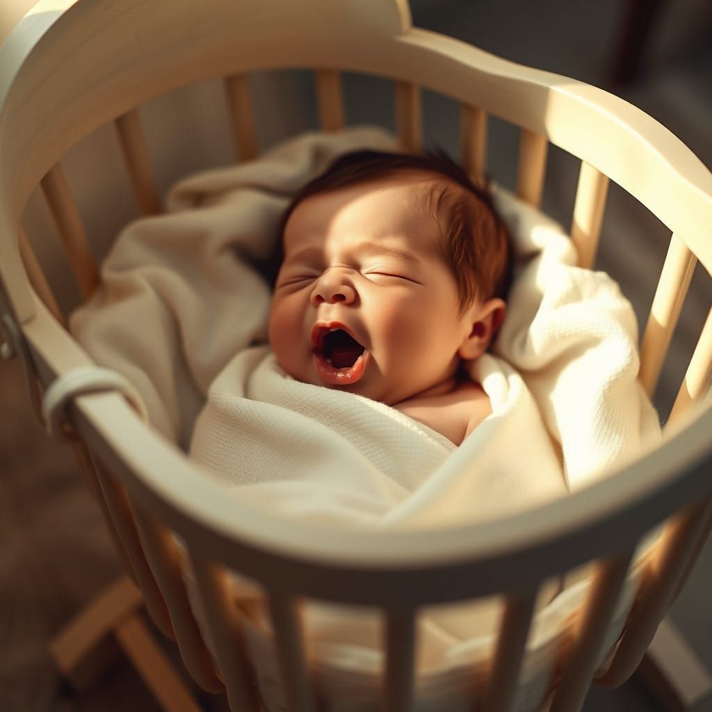 Serene Newborn in Ivory Bassinet