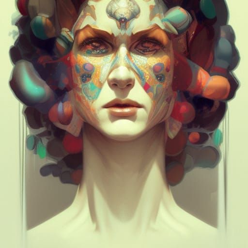 Hyperdetailed Freak Show Portrait in Art Nouveau Style