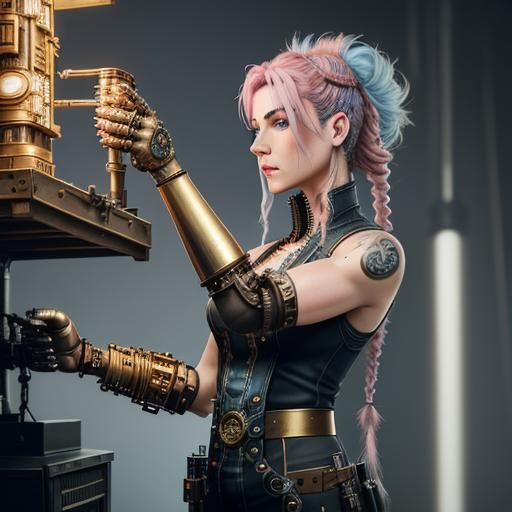 Steampunk Artificer with Elaborate Prosthetic Arm