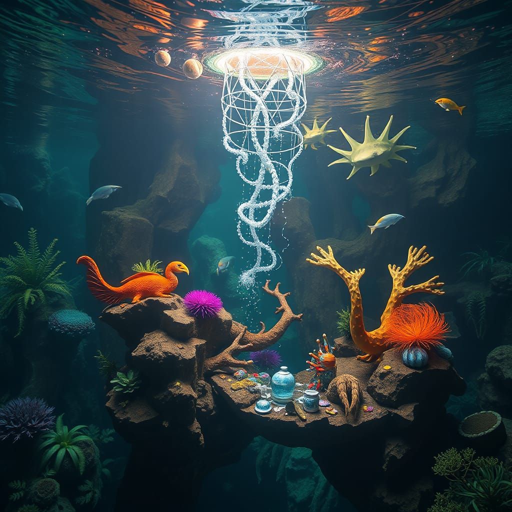 Mystical Underwater Realm Erupts with Luminous Life