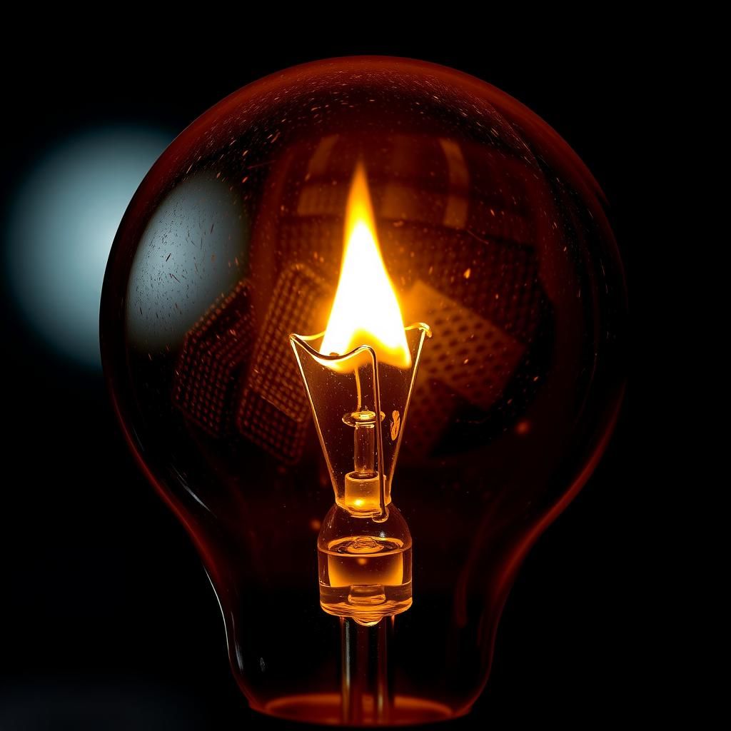 Burning Flame Inside a Light Bulb