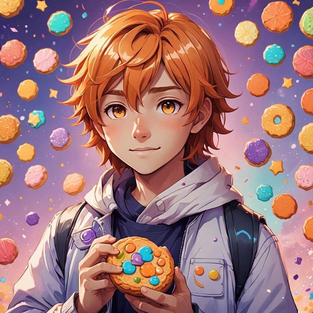 Anime Portrait of Noi Holding Cookie