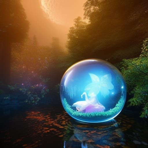 Cute Fairy in Bubble: Hyperrealistic Portrait