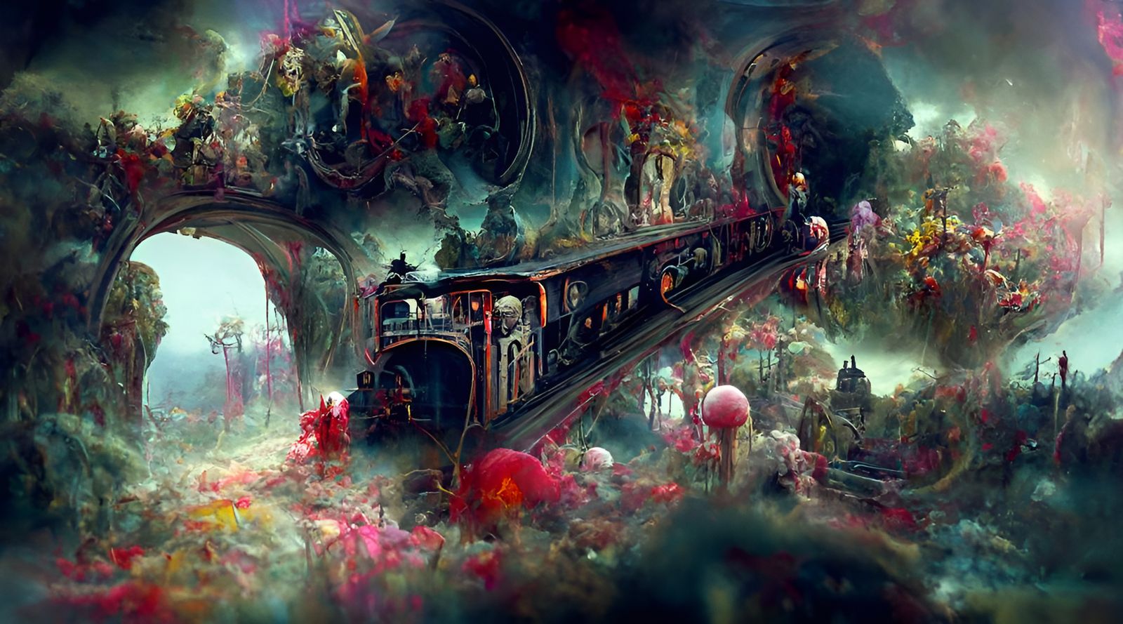 Surreal Train Ride Through a Nightmare Landscape