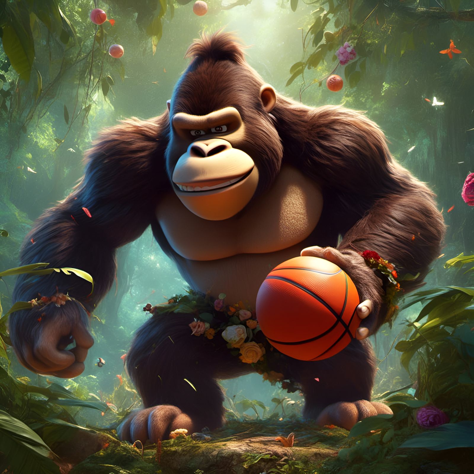 Donkey Kong Plays Basketball: 3D Rendered Portrait